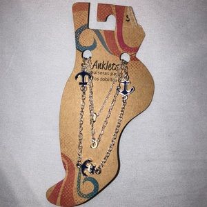 Blue anchor silver anklet